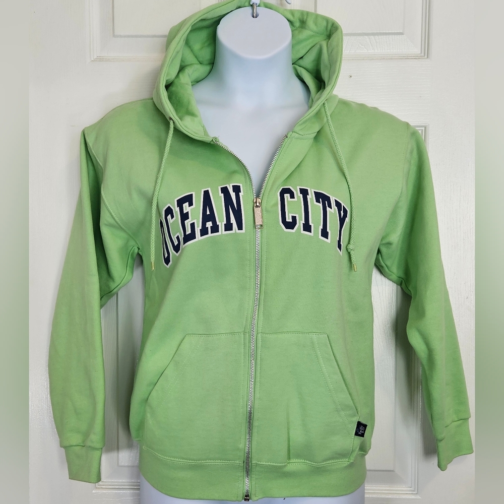 Pacific & CO, Ocean City, green, zip-up hoodie.  Size S.